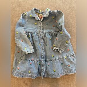 Boden 3-4Y Girls Denim floral Embroidered Dress